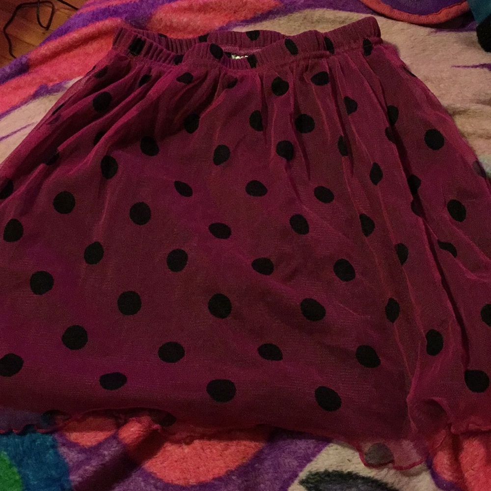 Pink and Black Poka Dot Skirt